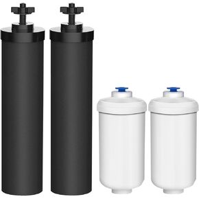 Water Filter Replacement for Berkey Water Filter, for Fluoride Filters & Black Filters - Includes 4 Black Filters and 4 Fluoride Filters, Compatible with Berkeyy Gravityy Filter System