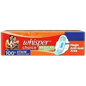 Whisper Choice Wings Regular - 20 Pads Upto 100% Stain Protection