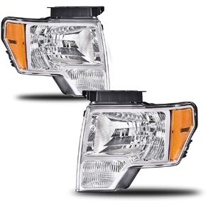 CHEDA LED DRL Headlights, Compatible with 2005 2006 2007 Ford F250 F350 F450 F550 Super Duty bumper Headlamp, Smoked Housing Amber Corner Headlight（Clear lens Black Housing Amber Reflector）