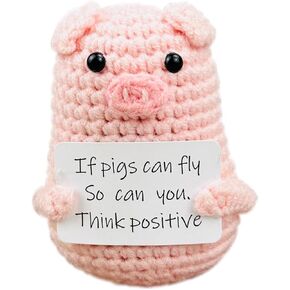 Positive Crochet Pig Funny Cute Encouragement Novelty Doll,Surprise Toys for Boys and Girls (Type 2)