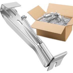 5" 50 Pack Gutter Hangers, Heavy Duty Hidden Rain Gutter Brackets Fastener with Pre-Inserted Screw, Aluminum Gutter Brackets for Repairing Sagging Rain Gutters