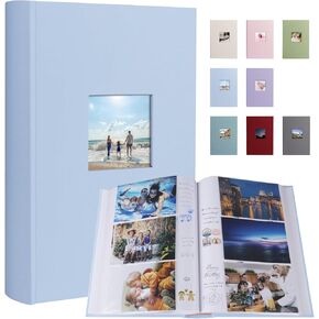 Photo Album 4x6 420 Photos with Writing Space, 4x6 Photo Album Linen Cover with Memo Slip-in Pockets, 420 Photos 4x6 Pictures Album Book for Wedding Kids Travel Family Baby (Sage Green)