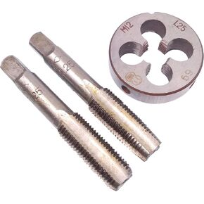 Yodaoke HSS M12 x 1.25mm Taper and Plug Tap and M12 x 1.25mm Die Metric Thread Right Hand