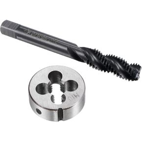uxcell Tap and Die Set, M12 x 1.75 Metric Nitride Coated Screw Thread Milling Spiral Flute Tap with Round Threading Die