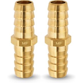 MAACFLOW Brass 1/2" Hose ID Barb Barbed Fitting Splicer Repair (Barb OD 0.53") (Pack of 2)
