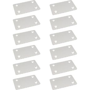 LC LICTOP 4-Hole Straight Mending Plates Stainless Steel Flat Corner Brace Brackets for Furniture Woodworking Shelves Cabinets Layer Board 2-3/8"x1-1/2" - 12Pcs