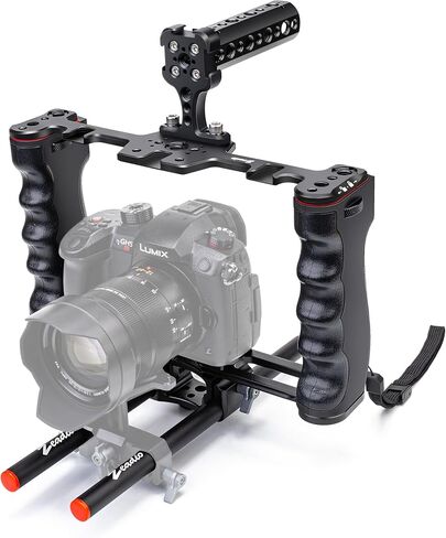قفص Zeadio Camera Video Rig Cage، مجموعة صناعة الأفلام المصنوعة من الألومنيوم مع أنبوب توجيه 2 × 15 مم in Kuwait