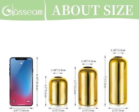 Glasseam Gold Bud Vases for Centerpieces: Modern Blown Glass Vases for Flowers Cute Small Vase Set of 6 Golden Decorative Flower Vase Decor Mini Centerpiece for Wedding Table Dining Room Decorations in Saudi Arabia