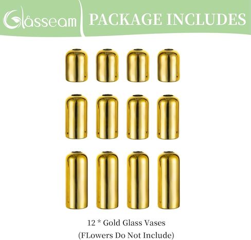 Glasseam Gold Bud Vases for Centerpieces: Modern Blown Glass Vases for Flowers Cute Small Vase Set of 6 Golden Decorative Flower Vase Decor Mini Centerpiece for Wedding Table Dining Room Decorations in Saudi Arabia