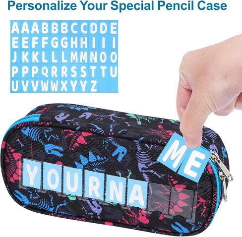 Pencil Case for Boys - Cute Pencil Case for Kids Pencil Pouch Organizer for Student School, Dinosaur Kids Pencil Case with Multi-slot, Pencil Bag Only (Black Green, Dinosaur) in Kuwait