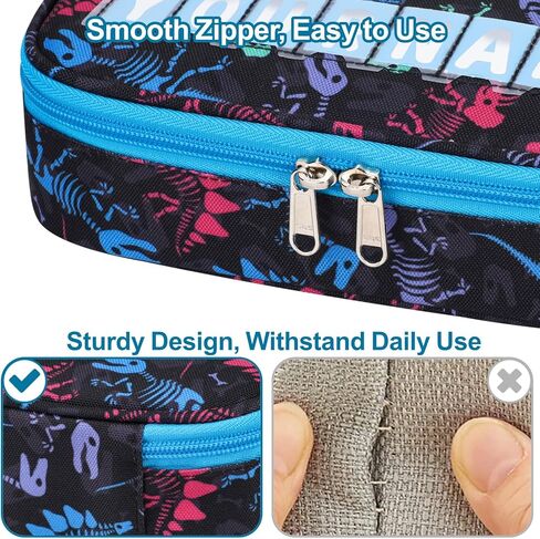 Pencil Case for Boys - Cute Pencil Case for Kids Pencil Pouch Organizer for Student School, Dinosaur Kids Pencil Case with Multi-slot, Pencil Bag Only (Black Green, Dinosaur) in Kuwait