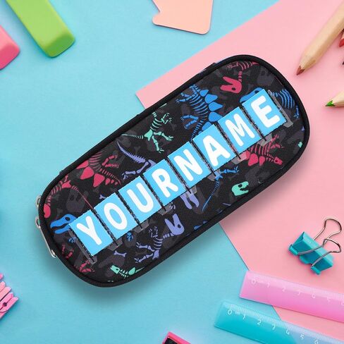 Pencil Case for Boys - Cute Pencil Case for Kids Pencil Pouch Organizer for Student School, Dinosaur Kids Pencil Case with Multi-slot, Pencil Bag Only (Black Green, Dinosaur) in Kuwait