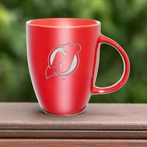 Rico Industries NHL Hockey New Jersey Devils Red Electroplated 18oz Laser Engraved Ceramic Lustre Mug in Saudi Arabia