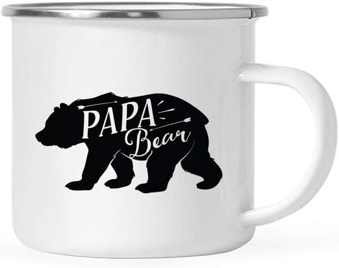 Andaz Press 11oz. Stainless Steel Camping Coffee Mug Gift, Papa Bear, 1-Pack, Birthday Christmas Outdoors Metal Enamel Campfire Cup in Saudi Arabia