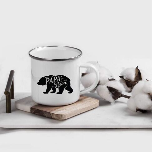 Andaz Press 11oz. Stainless Steel Camping Coffee Mug Gift, Papa Bear, 1-Pack, Birthday Christmas Outdoors Metal Enamel Campfire Cup in Saudi Arabia