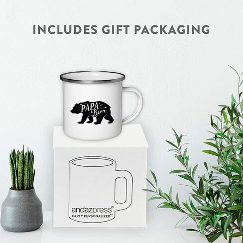 Andaz Press 11oz. Stainless Steel Camping Coffee Mug Gift, Papa Bear, 1-Pack, Birthday Christmas Outdoors Metal Enamel Campfire Cup in Saudi Arabia