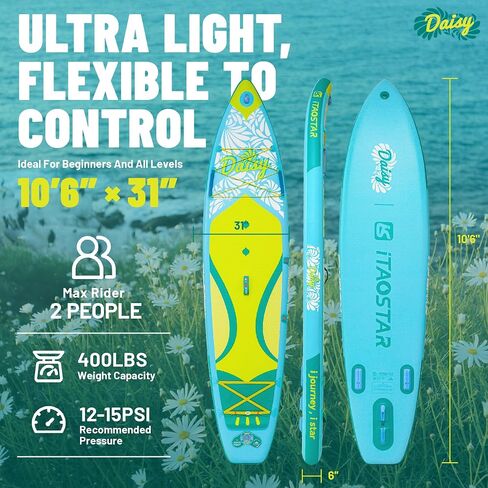 Pets 11'×35"/10'6"×31"/11'6"×34"×6" Inflatable Wide Paddle Board for Youth/Adults, 8'×29"×4.7" Inflatable Stand Up Paddle Board for Kids, One-Stop Premium SUP Board Accessories, Tailored Fins in Saudi Arabia