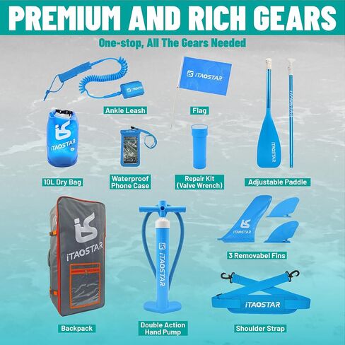 Pets 11'×35"/10'6"×31"/11'6"×34"×6" Inflatable Wide Paddle Board for Youth/Adults, 8'×29"×4.7" Inflatable Stand Up Paddle Board for Kids, One-Stop Premium SUP Board Accessories, Tailored Fins in Saudi Arabia