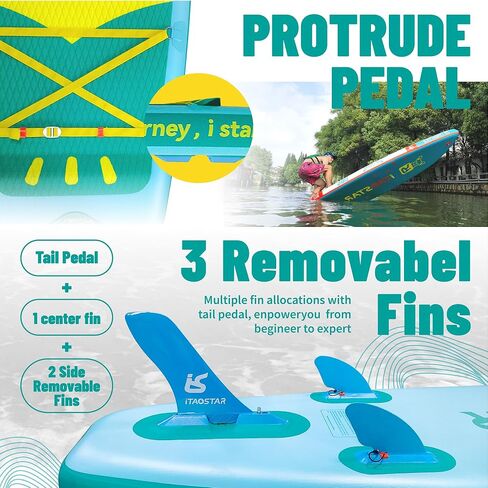 Pets 11'×35"/10'6"×31"/11'6"×34"×6" Inflatable Wide Paddle Board for Youth/Adults, 8'×29"×4.7" Inflatable Stand Up Paddle Board for Kids, One-Stop Premium SUP Board Accessories, Tailored Fins in Saudi Arabia