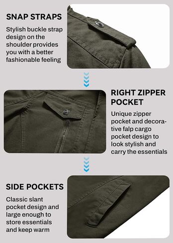 EKLENTSON Men's Winter Jacket with Multi Pockets Zip Front Thick Thermal Fleece Lined Coat Work Cargo Jacket for Men in Kuwait