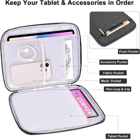 حقيبة كمبيوتر لوحي مقاس 8-9 بوصة، حقيبة سفر مبطنة لجهاز iPad Mini 6/Galaxy Tab A9 8.7/Tab A 8.4/Fire HD 8 (وردي، 8-9 بوصة) in Kuwait
