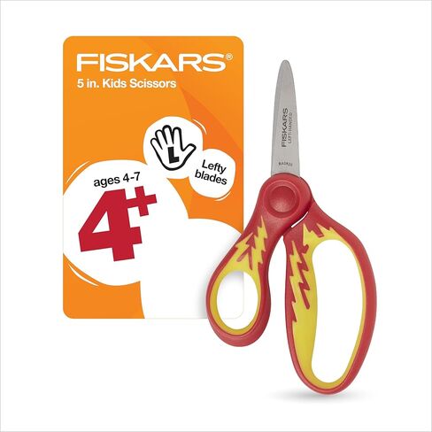 Fiskars مقص ذو طرف مدبب مقاس 5 بوصات للأطفال من سن 4 إلى 7 سنوات - مقص للمدرسة أو الحرف اليدوية - لوازم العودة إلى المدرسة - زهور وردية/فيروزية in Saudi Arabia
