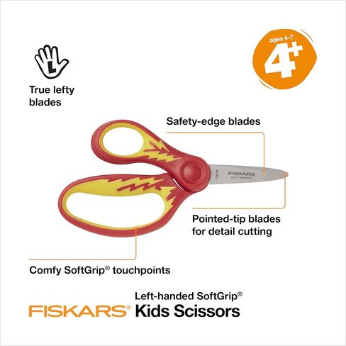 Fiskars مقص ذو طرف مدبب مقاس 5 بوصات للأطفال من سن 4 إلى 7 سنوات - مقص للمدرسة أو الحرف اليدوية - لوازم العودة إلى المدرسة - زهور وردية/فيروزية in Saudi Arabia