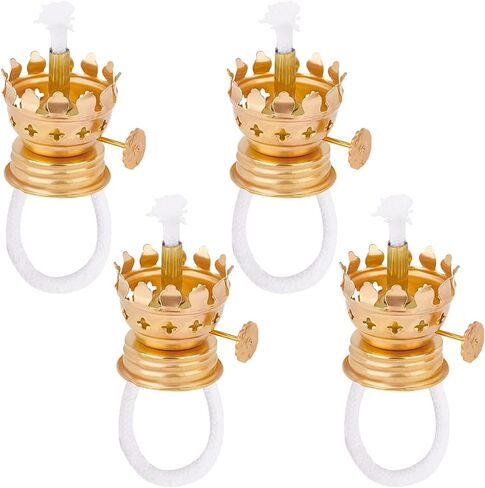 AHANDMAKER 4 Sets Oil Lamp Replacement Burner Oil Lamp Burner Oil Lamp Chimney Holder Burner with Reduction Collar and Cotton Lamp Wick for Antique Hurricane Lamps in Saudi Arabia