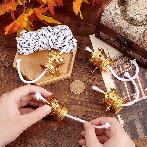 AHANDMAKER 4 Sets Oil Lamp Replacement Burner Oil Lamp Burner Oil Lamp Chimney Holder Burner with Reduction Collar and Cotton Lamp Wick for Antique Hurricane Lamps in Saudi Arabia