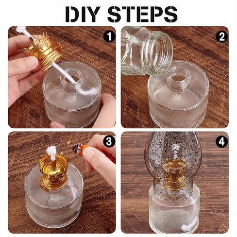 AHANDMAKER 4 Sets Oil Lamp Replacement Burner Oil Lamp Burner Oil Lamp Chimney Holder Burner with Reduction Collar and Cotton Lamp Wick for Antique Hurricane Lamps in Saudi Arabia
