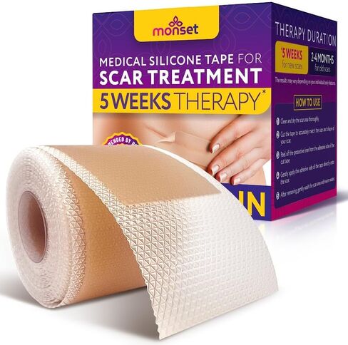 Silicone Scar Tape for Comprehensive Scar Care - Scar Treatment for Surgical Scars, C-Section, Keloid Bump Removal - Extra Long Roll for Extended Use - 130 x 1.5 inch in Saudi Arabia