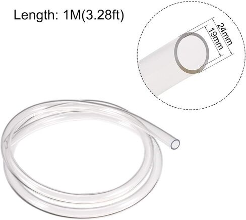 TOP-VIGOR 20 مم ID 25 مم OD PVC أنابيب الفينيل الشفافة، طول 1 متر أنابيب مياه مرنة من الدرجة الغذائية، أنبوب بلاستيكي لنقل المياه والزيت والهواء والمساحيق والحبيبات الدقيقة in Saudi Arabia