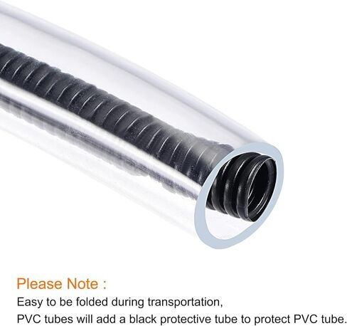 TOP-VIGOR 20 مم ID 25 مم OD PVC أنابيب الفينيل الشفافة، طول 1 متر أنابيب مياه مرنة من الدرجة الغذائية، أنبوب بلاستيكي لنقل المياه والزيت والهواء والمساحيق والحبيبات الدقيقة in Saudi Arabia