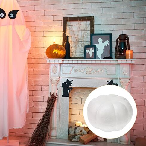 Large White Pumpkins for Decorating: 7.8INCH White Artificial Pumpkins Fake Foam Pumpkins Harvest Pumpkins Paintable Artificial Pumpkins for Halloween Decor Thanksgiving Decor in Saudi Arabia