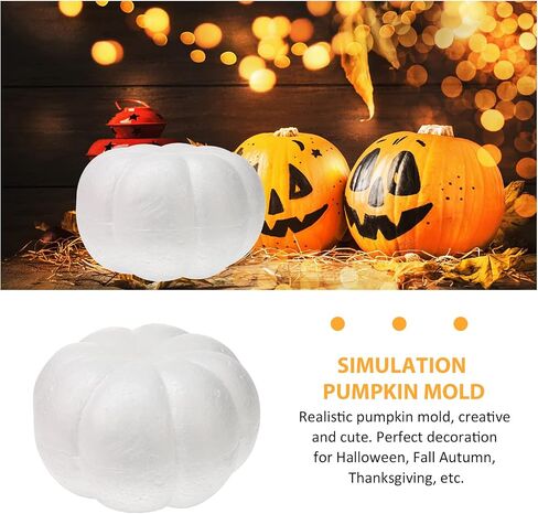 Large White Pumpkins for Decorating: 7.8INCH White Artificial Pumpkins Fake Foam Pumpkins Harvest Pumpkins Paintable Artificial Pumpkins for Halloween Decor Thanksgiving Decor in Saudi Arabia
