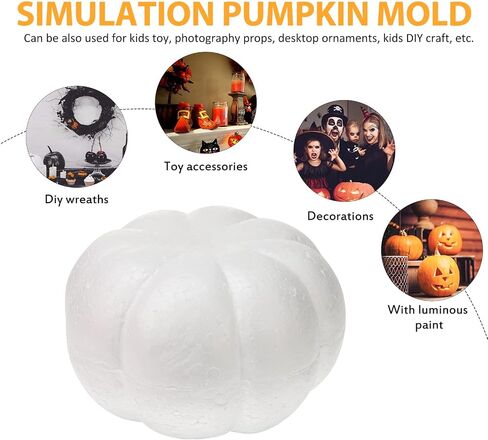 Large White Pumpkins for Decorating: 7.8INCH White Artificial Pumpkins Fake Foam Pumpkins Harvest Pumpkins Paintable Artificial Pumpkins for Halloween Decor Thanksgiving Decor in Saudi Arabia