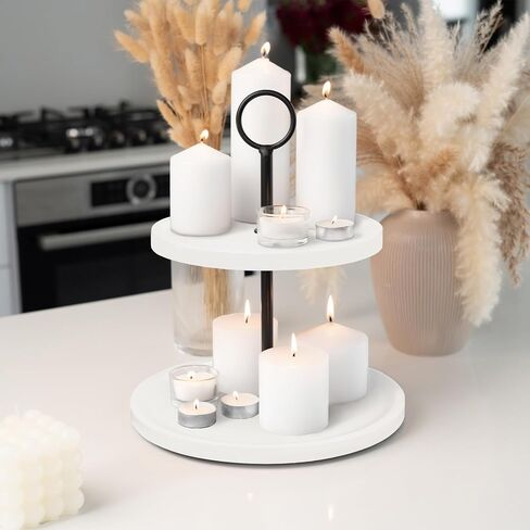 Decorative Wooden Tiered Tray Stand - Beautiful Two Tiered Coffee Table Serving Tray Enhances Your Seasonal Modern Farmhouse Decor - The Perfect Centerpiece for Your Fall Table Decorations in Saudi Arabia