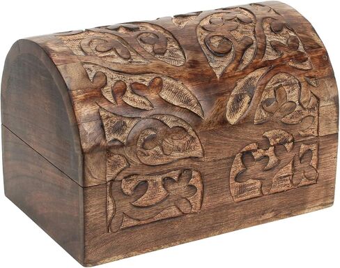 Ajuny Handcrafted Decorative Jewelry Box Beautifully Tree Of Life Design Carving Wooden Treasure Chest Jewellery Storage Boxes Organizer Trinket keepsake Holder Watch Box, Great for Gifts - 9x6 Inch in Saudi Arabia