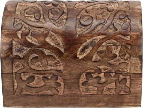 Ajuny Handcrafted Decorative Jewelry Box Beautifully Tree Of Life Design Carving Wooden Treasure Chest Jewellery Storage Boxes Organizer Trinket keepsake Holder Watch Box, Great for Gifts - 9x6 Inch in Saudi Arabia