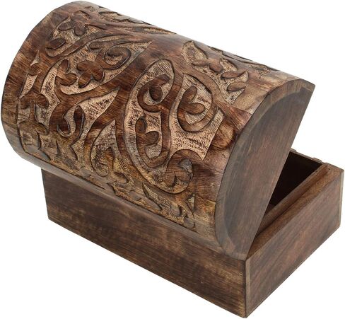 Ajuny Handcrafted Decorative Jewelry Box Beautifully Tree Of Life Design Carving Wooden Treasure Chest Jewellery Storage Boxes Organizer Trinket keepsake Holder Watch Box, Great for Gifts - 9x6 Inch in Saudi Arabia