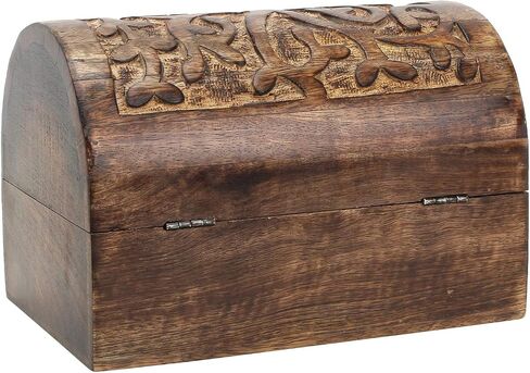 Ajuny Handcrafted Decorative Jewelry Box Beautifully Tree Of Life Design Carving Wooden Treasure Chest Jewellery Storage Boxes Organizer Trinket keepsake Holder Watch Box, Great for Gifts - 9x6 Inch in Saudi Arabia