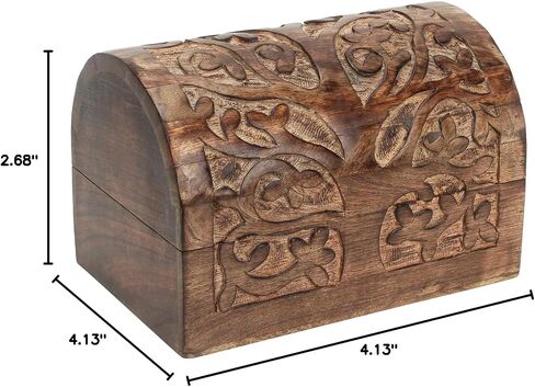 Ajuny Handcrafted Decorative Jewelry Box Beautifully Tree Of Life Design Carving Wooden Treasure Chest Jewellery Storage Boxes Organizer Trinket keepsake Holder Watch Box, Great for Gifts - 9x6 Inch in Saudi Arabia
