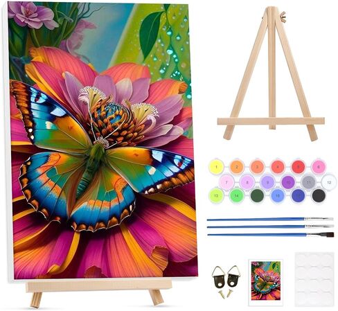 Paint by Numbers Kit for Adults with Framed Canvas&Wooden Easel, DIY Acrylic Paint by Numbers Kits for Adults Beginner, Birds Drawing Paintwork Arts and Crafts for Home Wall Decor, 12x16inch in Saudi Arabia