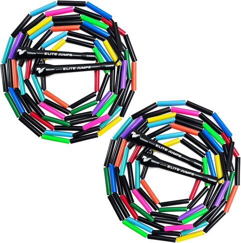 Double Dutch Jump Rope 14ft, 2 Pack | 2" Beaded Double Dutch Jump Rope for Adults & Kids | Made with Unbreakable Handles and Shatterproof Beads in Saudi Arabia