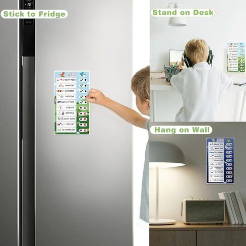 4 in 1 Reward Chart for Kids, Reusable Bedtime/Morning/Daily Routine Chart for Kids, Magnetic Chore Chart for Kids Toddlers, Sticker Chart for Kids Behavior Chart for Kids at Home in Saudi Arabia