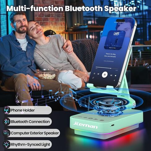 JTEMAN Gifts for Men, Cell Phone Stand with Wireless Bluetooth Speaker and LED Light, Cool Gadgets Gifts for Men Women Husband Mom Dad, Unique Birthday Gifts in Saudi Arabia