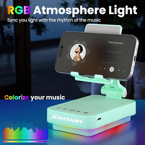 JTEMAN Gifts for Men, Cell Phone Stand with Wireless Bluetooth Speaker and LED Light, Cool Gadgets Gifts for Men Women Husband Mom Dad, Unique Birthday Gifts in Saudi Arabia