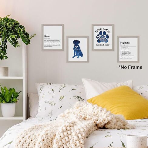 TLESKE الملاكم الكلب الملصقات يطبع مجموعة غير مؤطرة من 4، الملاكم الكلب جدار الفن يطبع ديكور لغرفة الكلب عشاق الكلاب أصحاب المنزل غرفة نوم غرفة المعيشة، صور جدار الملاكم، الملاكم الكلب عشاق الهدايا، 8x10in in Kuwait