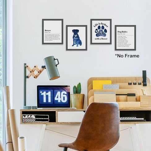 TLESKE الملاكم الكلب الملصقات يطبع مجموعة غير مؤطرة من 4، الملاكم الكلب جدار الفن يطبع ديكور لغرفة الكلب عشاق الكلاب أصحاب المنزل غرفة نوم غرفة المعيشة، صور جدار الملاكم، الملاكم الكلب عشاق الهدايا، 8x10in in Kuwait
