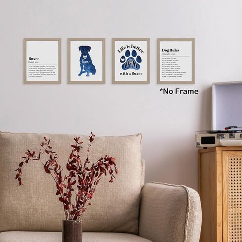 TLESKE الملاكم الكلب الملصقات يطبع مجموعة غير مؤطرة من 4، الملاكم الكلب جدار الفن يطبع ديكور لغرفة الكلب عشاق الكلاب أصحاب المنزل غرفة نوم غرفة المعيشة، صور جدار الملاكم، الملاكم الكلب عشاق الهدايا، 8x10in in Kuwait